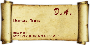 Dencs Anna névjegykártya