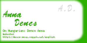 anna dencs business card